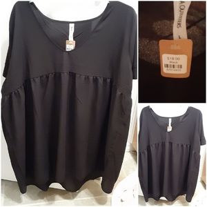 Womens Xl Black Babydoll Top